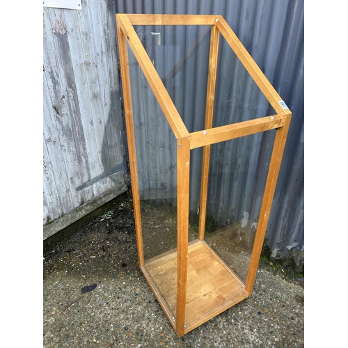 182 - A part glazed shop display case together with a metal mannequin