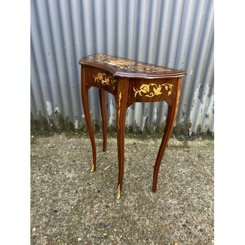 199 - An Italian style inlaid single drawer hall table with gilt mounts 60x24x75