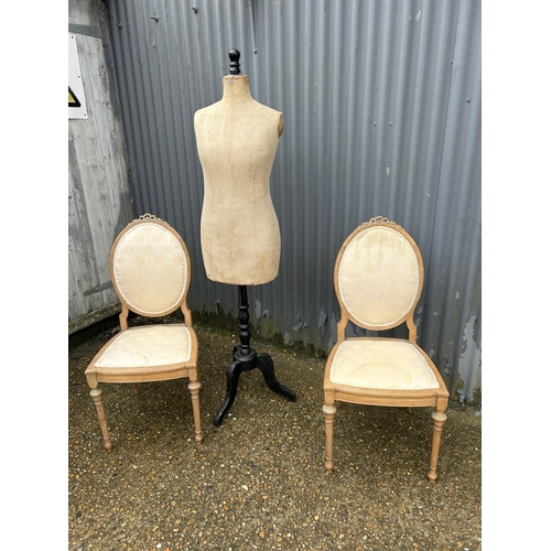 2 - A vintage mannequin together with two French chairs