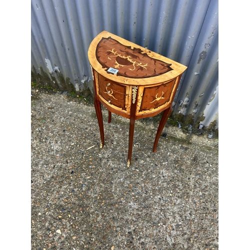 200 - An Italian style inlaid three drawer hall table with gilt mounts 45x25x72