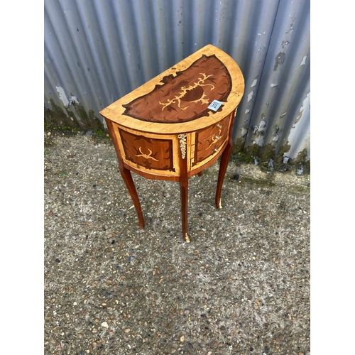 200 - An Italian style inlaid three drawer hall table with gilt mounts 45x25x72