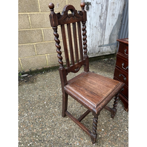 220 - A reproduction mahogany twin pedestal desk together with an oak dining chair