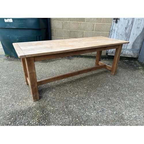 221 - A good quality hand made Elm refectory dining table 196x74x74