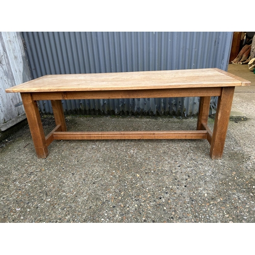 221 - A good quality hand made Elm refectory dining table 196x74x74