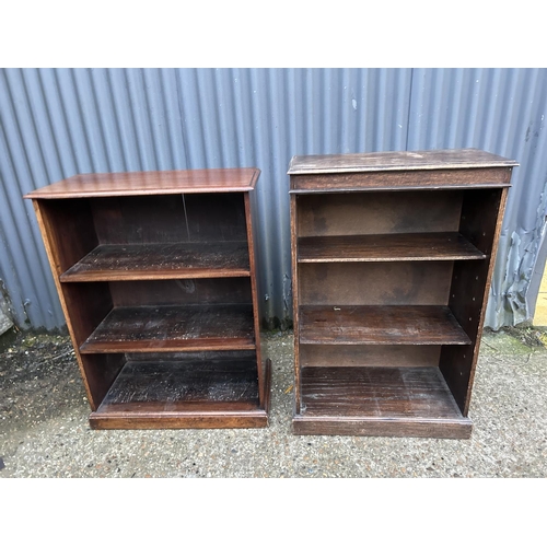 229 - A small mahogany open fronted bookcase together with a small oak bookcase