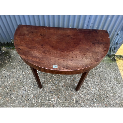 232 - A georgian mahogany demi lune table