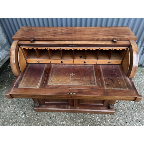 235 - A victorian mahogany cylinder top bureau desk with fitted interior and sliding writing surface 106x4... 