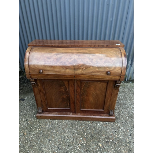 235 - A victorian mahogany cylinder top bureau desk with fitted interior and sliding writing surface 106x4... 