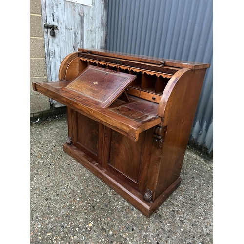 235 - A victorian mahogany cylinder top bureau desk with fitted interior and sliding writing surface 106x4... 