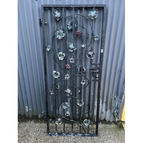 236 - A bespoke metalwork iron framed wine cellar gate / door decorated with grapes 80x190