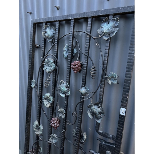 236 - A bespoke metalwork iron framed wine cellar gate / door decorated with grapes 80x190