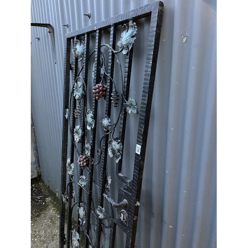 236 - A bespoke metalwork iron framed wine cellar gate / door decorated with grapes 80x190