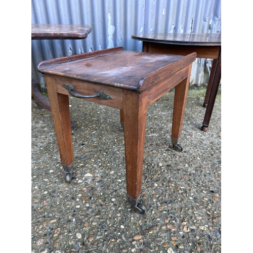 24 - A butlers style tray table together with tripod table and circular occasional table