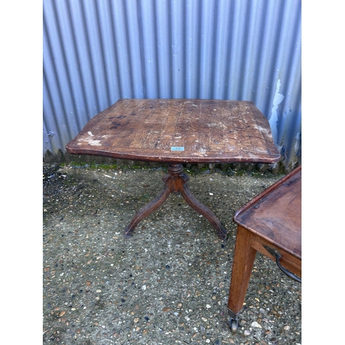 24 - A butlers style tray table together with tripod table and circular occasional table