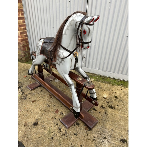 245a - A very large quality hand made dapple grey swing rocking horse 134cm long