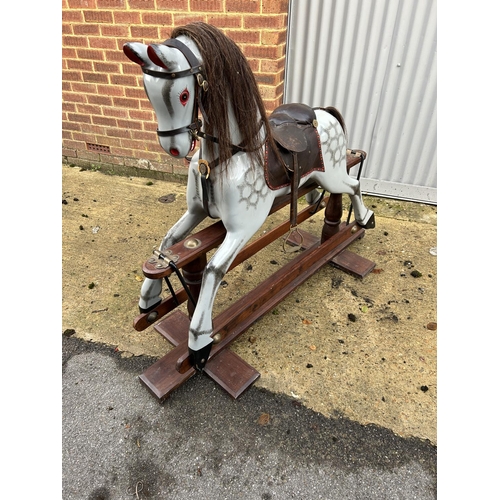 245a - A very large quality hand made dapple grey swing rocking horse 134cm long