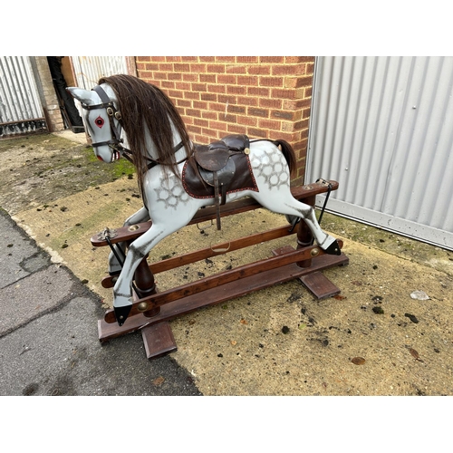 245a - A very large quality hand made dapple grey swing rocking horse 134cm long