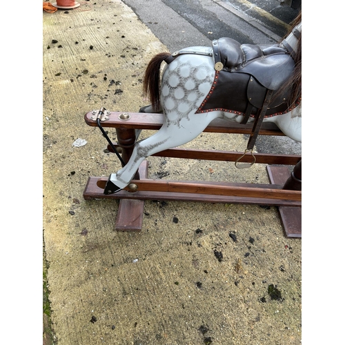 245a - A very large quality hand made dapple grey swing rocking horse 134cm long