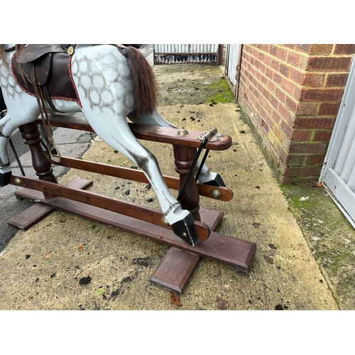 245a - A very large quality hand made dapple grey swing rocking horse 134cm long