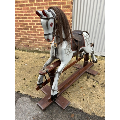 245a - A very large quality hand made dapple grey swing rocking horse 134cm long