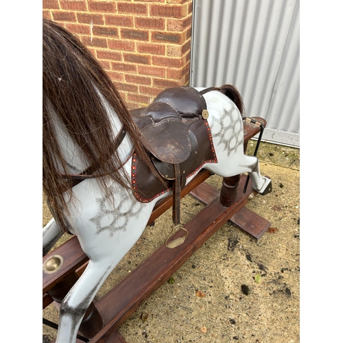 245a - A very large quality hand made dapple grey swing rocking horse 134cm long