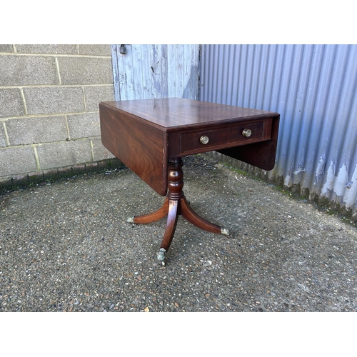 38 - A Victorian mahogany drop leaf supper table with drawer and dummy drawer 90X42X77