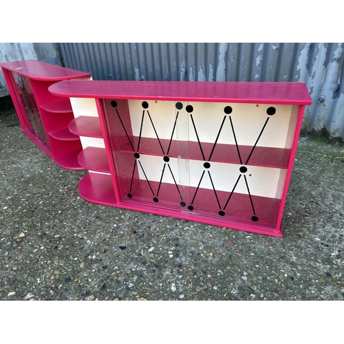 45 - A pair of retro style pink painted wall cabinets