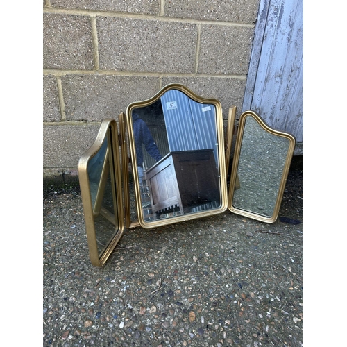 67 - A gold gilt three section dressing mirror