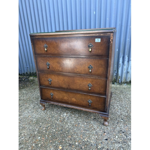 73 - A walnut chest of four drawers