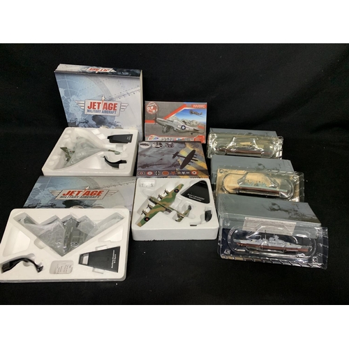 368 - 4 Military aircraft models and 3 Atlas model ships