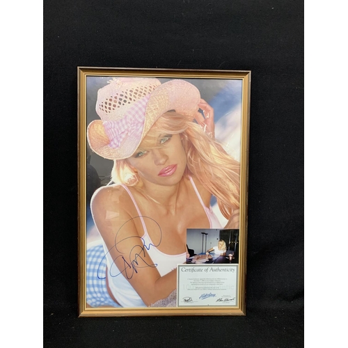 393 - Framed and glazed Pamela Anderson Signed Poster, 46 x 69cms overall