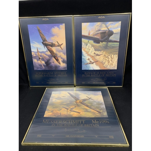 415 - 3 framed War In Air Collection Posters, by Nicholas Trudgian, 2 tallest 55 x 77cms