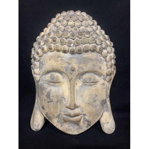 422 - Antique effect composition Thai Head Wall Plaque, height 57cms