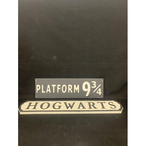 427 - 2 wooden signs, Howarts and Platform 9 3/4, longest 78cms