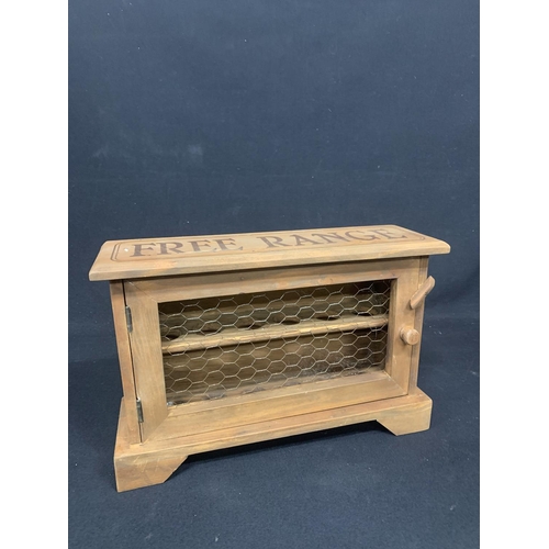 429 - Wooden Free range eggs cabinet, 38 x 45 x 12cms