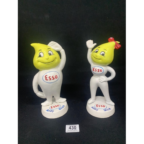 430 - Andy and Abby Cast iron Esso money boxes, height 24cms