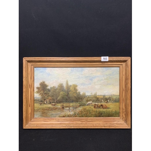 460 - Framed oil on canvas, Signed F. Thomson dated 1901, Cattle grazing, overall size 61 x 41cms