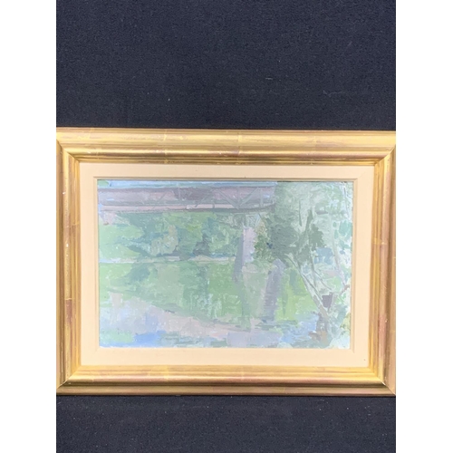 463 - Gilt Framed oil board, 7