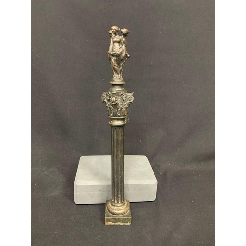 476 - Bronze Column, topped by The Three Graces, height 44cms, base Loose