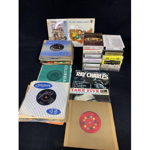 578 - Collection of 1960's single records and 12 vintage 8 track cassettes