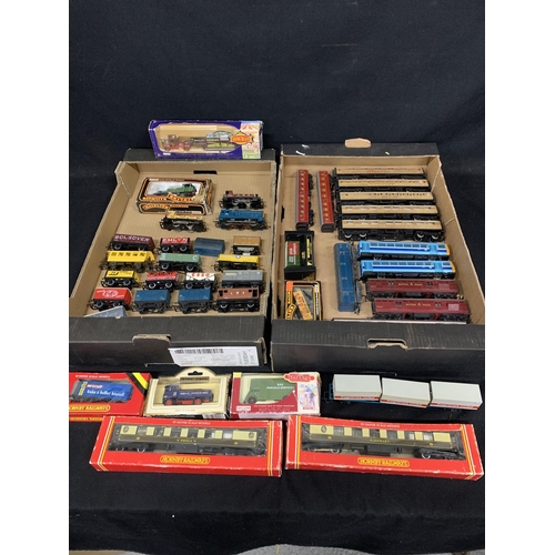 614 - OO Gauge Railway and accessories including 4 Locos, coaches and trucks (2)