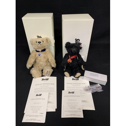 615 - Boxed Steiff Diana 50th Birthday Bear and Steiff Titanic Centenary Bear with certificates