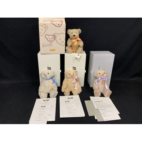 616 - Three Boxed Steiff Royal Baby Bears George, Charlotte & Louis with certificates and boxed Steiff Wil... 