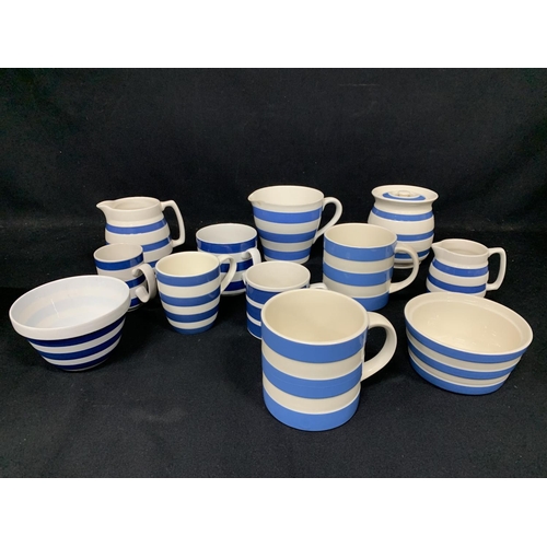 635 - Blue and White Cornishware Style kitchenware - 12 pieces