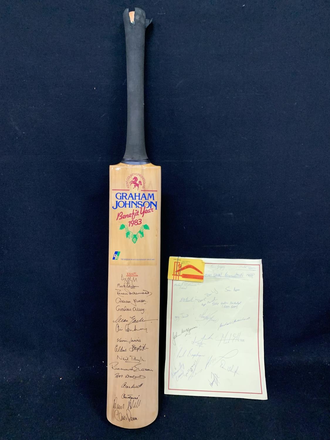 Signed Cricket Bat both sides by Kent, Essex and Yorkshire 1983 cricket ...