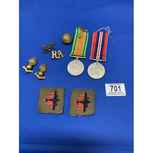 701 - Two WW2 Medals and Badges