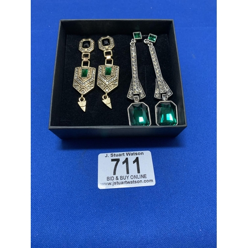 711 - Two pairs Art Deco Style Costume Earrings