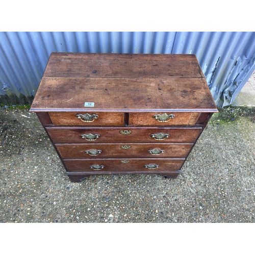 231 - An Antique oak chest of five drawers 77x42x78