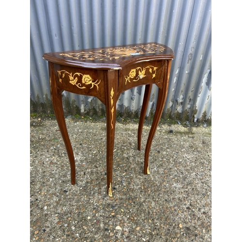 250 - An Italian style inlaid single drawer hall table with gilt mounts 60x24x75