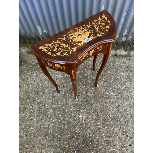 250 - An Italian style inlaid single drawer hall table with gilt mounts 60x24x75